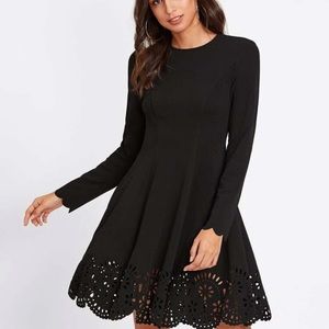 A Line Scallop Laser Cut Fit&Flare Dress